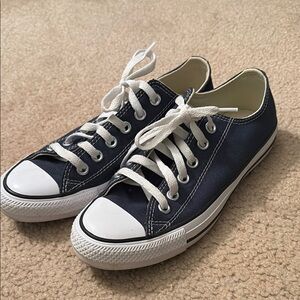Navy Blue Converse Low-Top Sneakers with White Laces